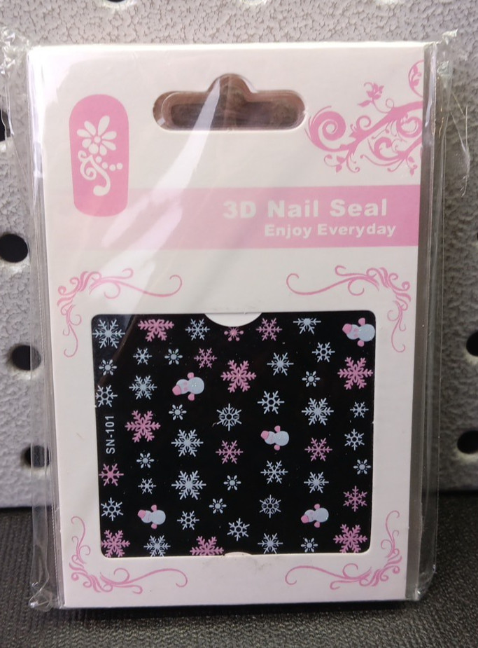 Snowflake Nail Stickers, Christmas 3D Self-Adhesive Nail Art Decals Snow (bn)