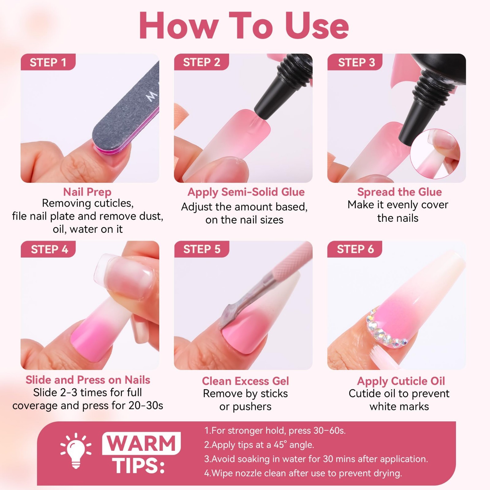 Press On Nail Glue – No UV Needed, 20s Air Dry, Strong Hold, Easy DIY, Hema-Free