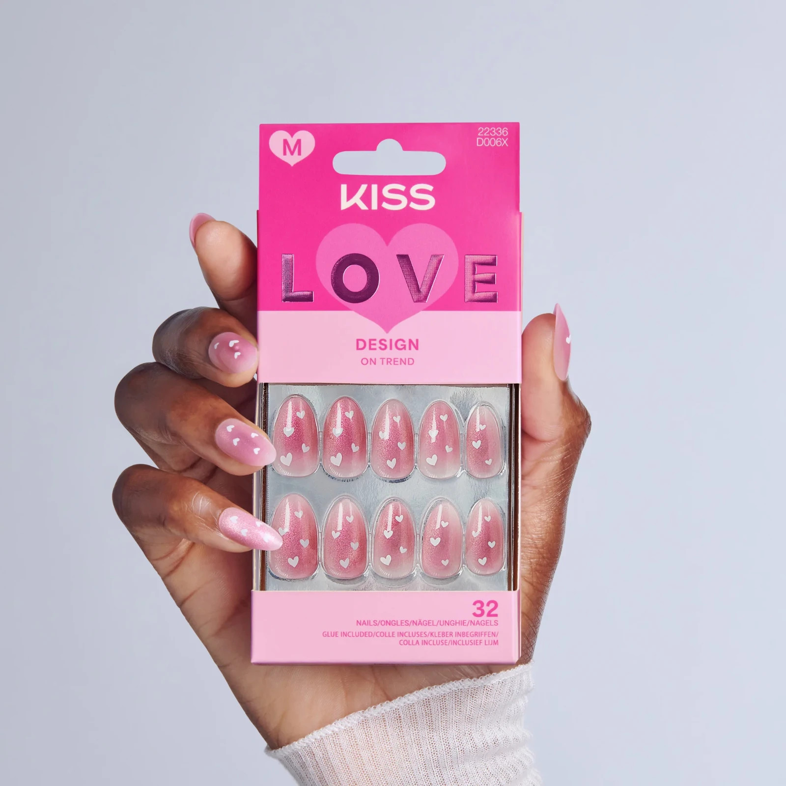 LOT OF 6 x 32 pcs KISS LOVE Design On Trend Press-on Glue Nails