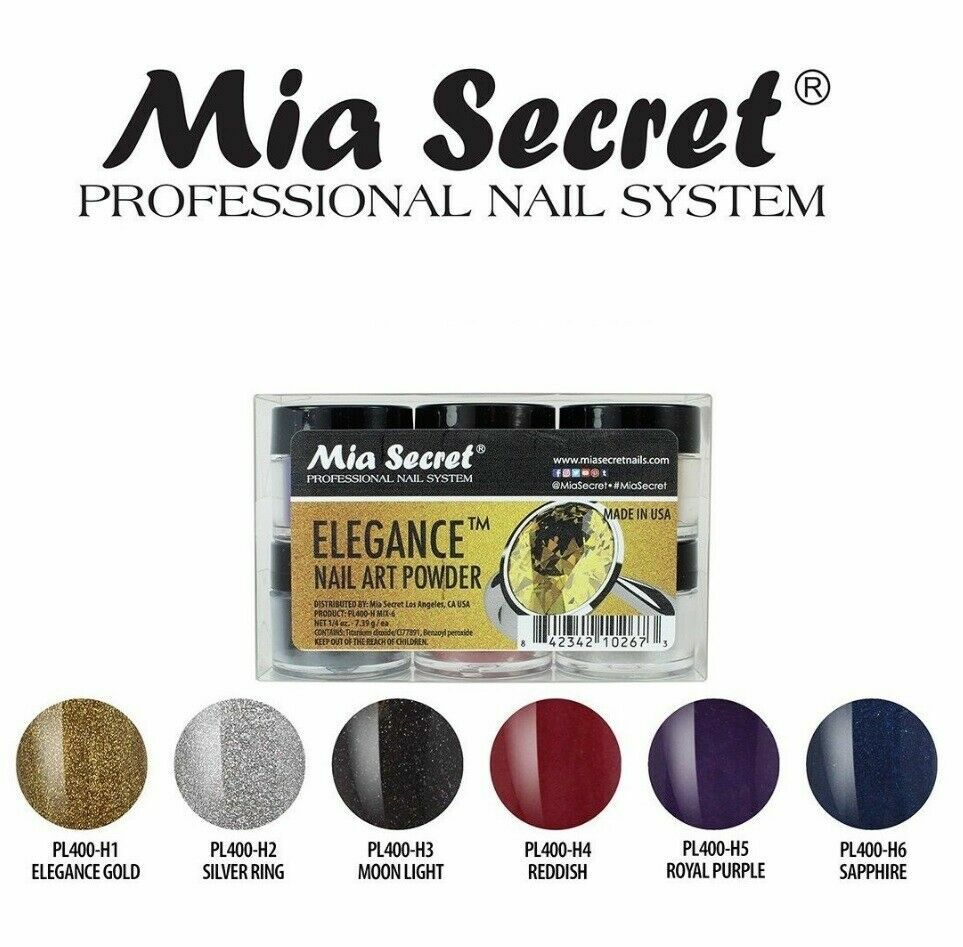 Mia Secret Nail Art Acrylic Collection Powder 6 Colors – ELEGANCE Set