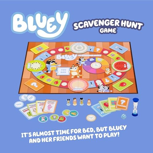 Bluey Scavenger Hunt Board Game, Cooperative Play with 4 Klein, Multicolor