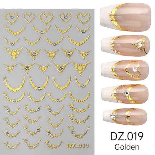 French Golden Line Nail Art Stickers – 4PCS Bronzing Mirror Gold Line Style9