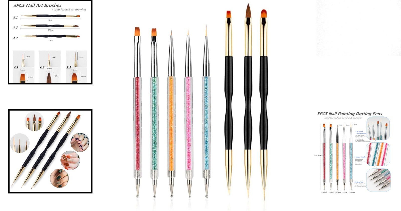 Versatile 8PCS Nail Art Brushes Kit with Dotting Tools for Every Nail Style
