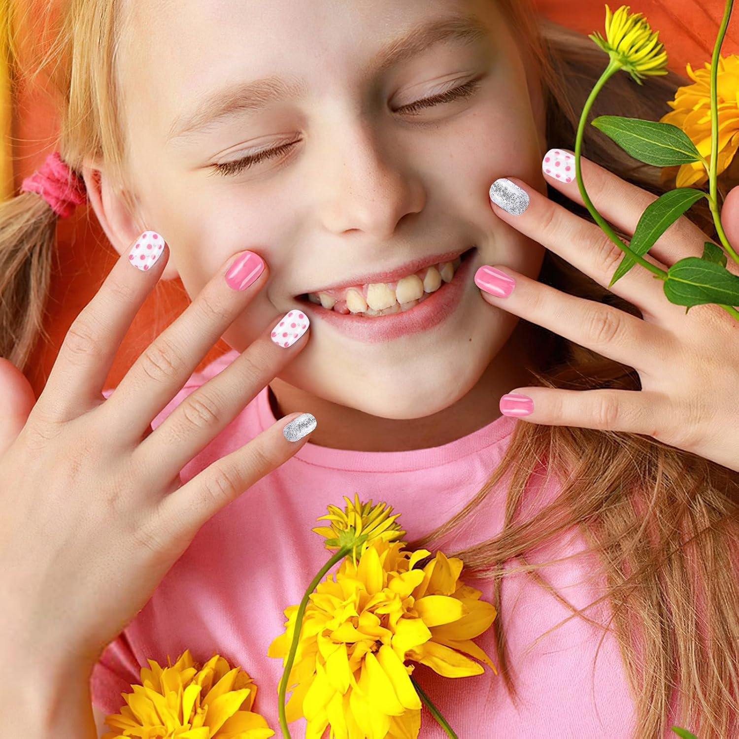 108Pcs Kids Press on Nails, Full Cover Stick on Nails for Girls | Acrylic False
