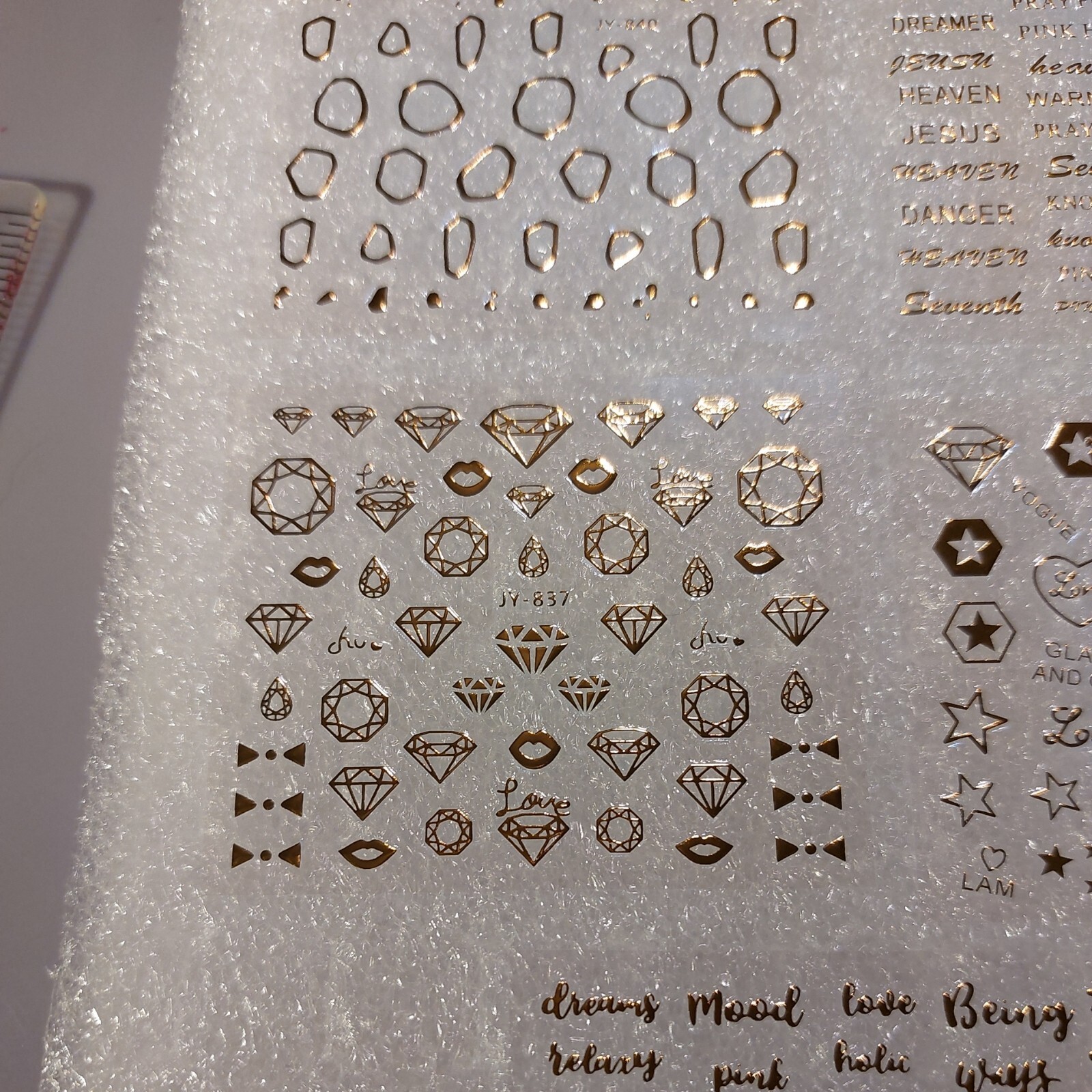 5 X Small Sheets Of Gold Nail Art Stickers (Dn253) New