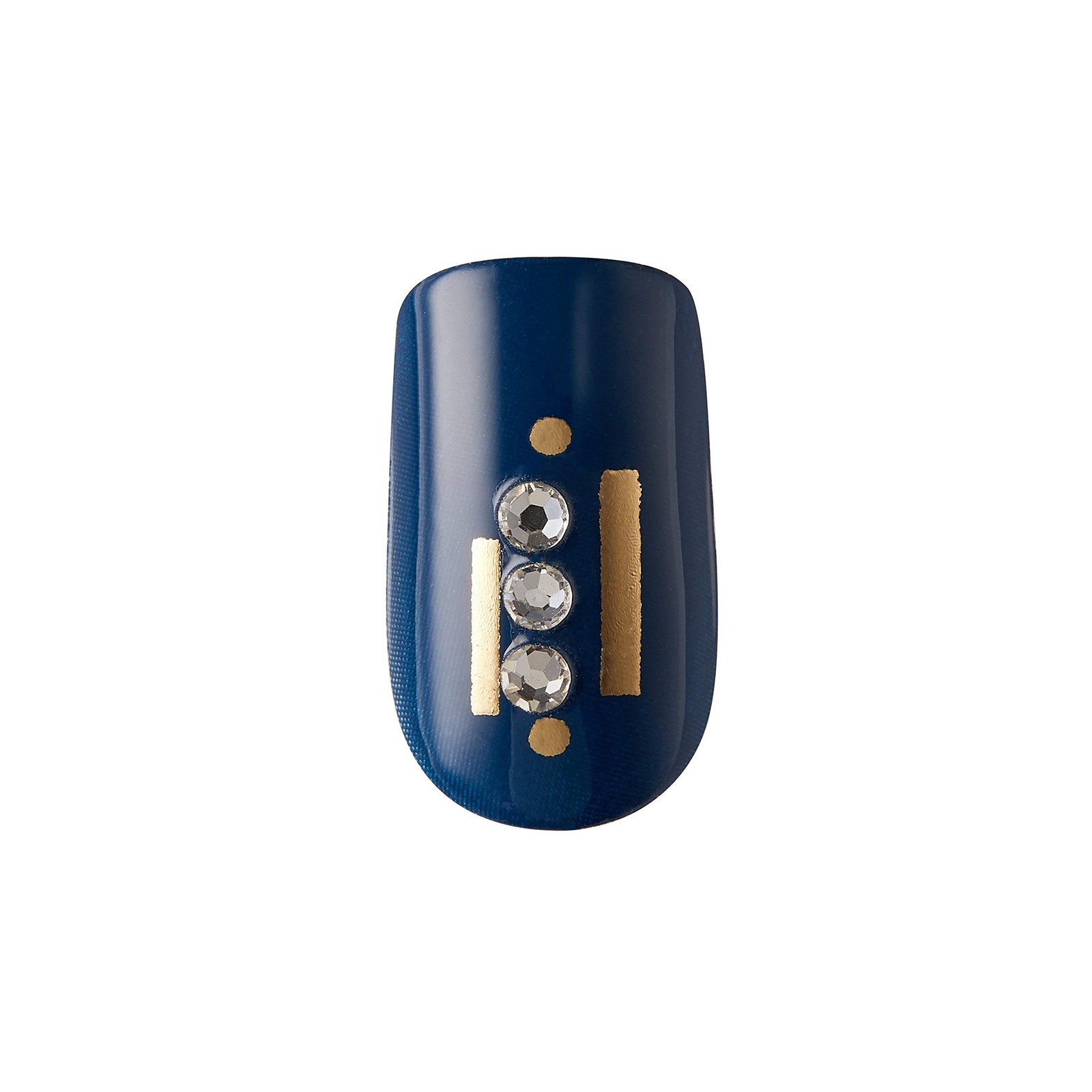 Kiss Impress Press-on Manicure One-Step 30 Count (Pack of 1), Navy Blue,Gold
