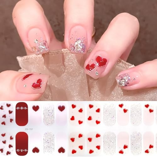 6 Sheets Valentine’s Day Heart Gel Nail Stickers – Valentines Stickers Style 2