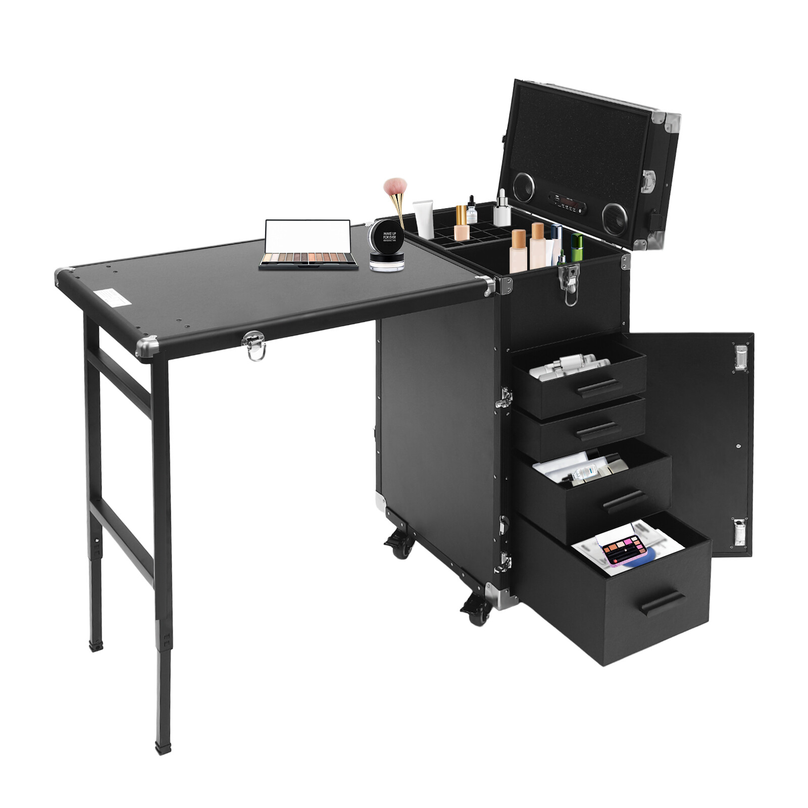 Storage Rolling Manicure Table Nail Desk Travel Train Case Cosmetic Trolley USA