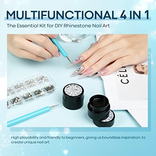 Rhinestone Glue for Nail, No Wipe Nail Gem Glue, Super B1-Rhinestone Glue Set