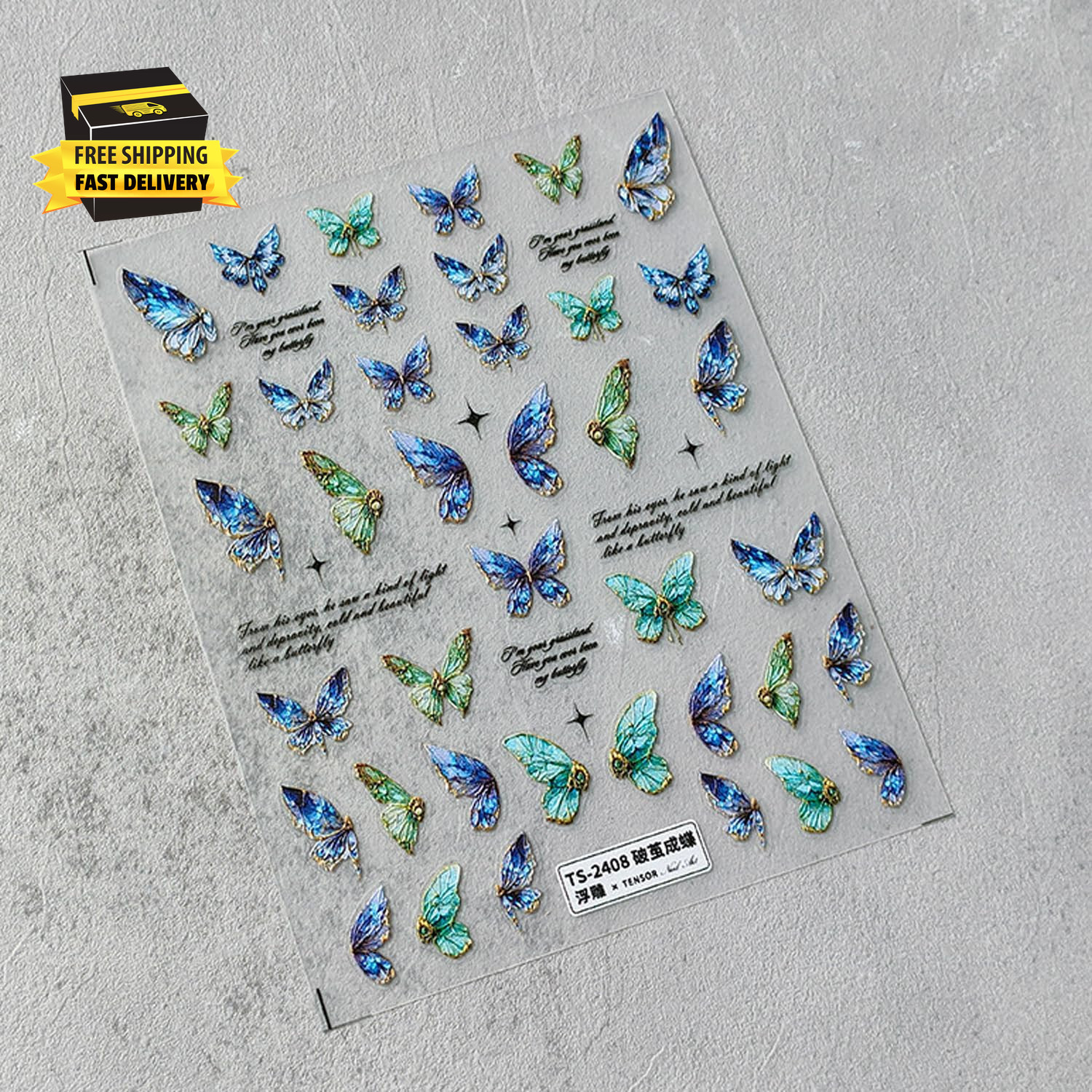 Butterfly Nail Art Stickers 5D Embossed Butterfly Nail Stickers Self-Adhesive Na