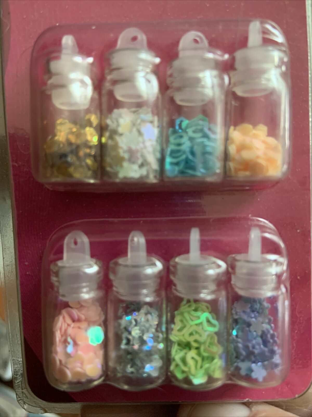 Donna Michelle Salon Basics Nail Art 8 Mini Bottles ~ Mini Hearts Stars ~ NEW