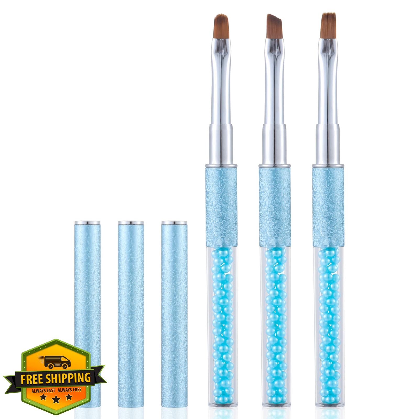 INENK Nail Art Clean Up Brushes Pearl Blue