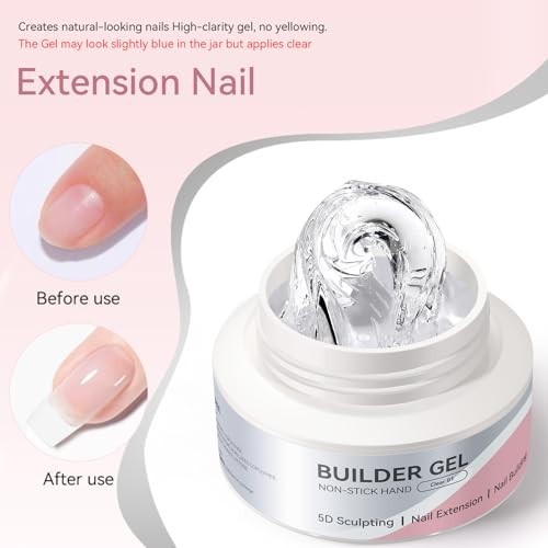 3D Sculpting Builder Gel for Nails – Clear & White Hard Gel for Nail Art, Extens