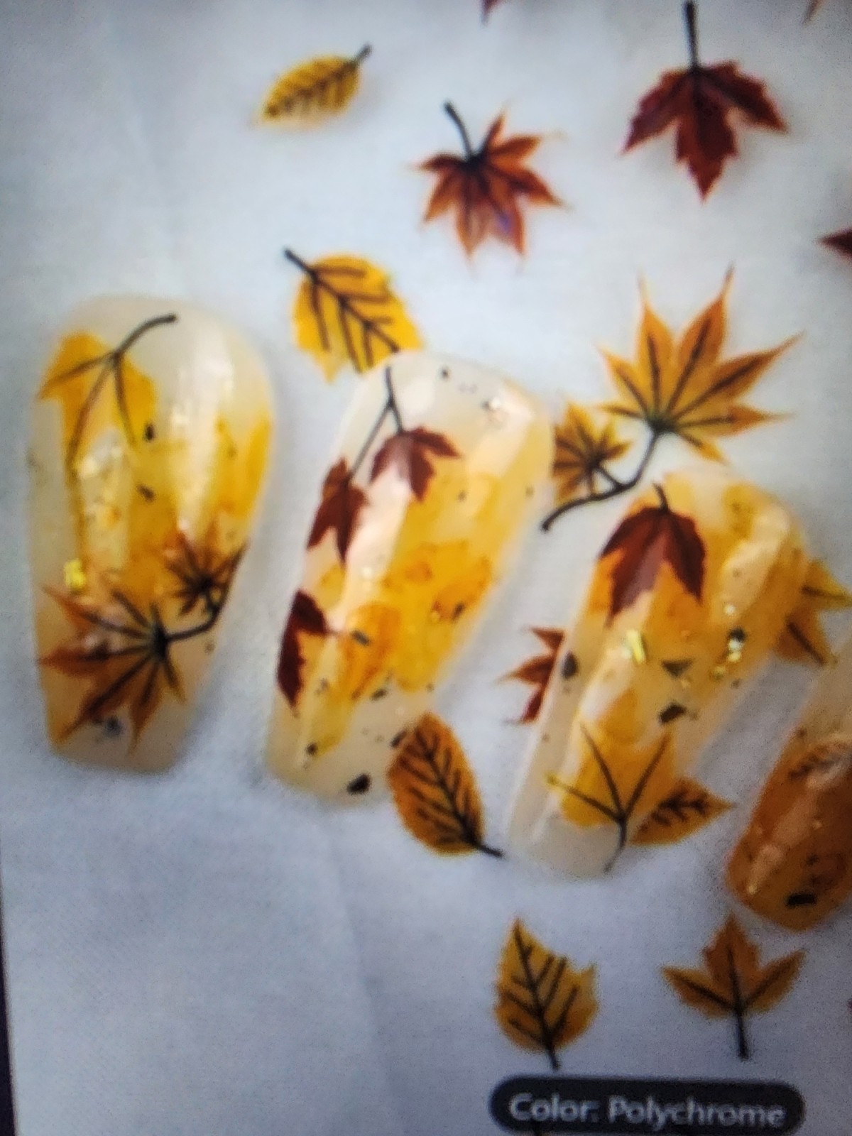 Shell Light Aurora Maple Leaf Nail Art Stickers, with a Variety of Fiery Colors