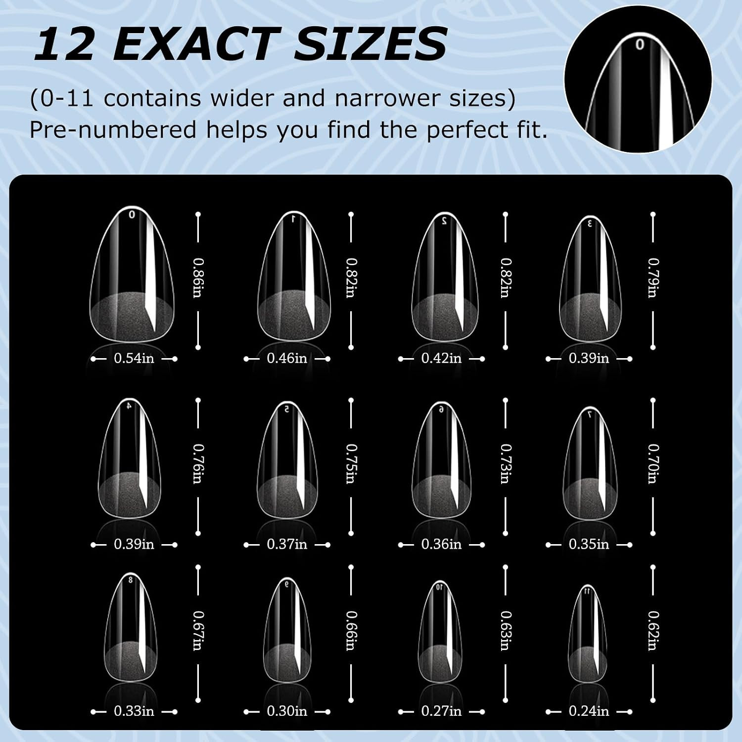Almond Fake Nail Tips, 288Pcs Soft Gel Pre Filed Acrylic Almond Fake Nails, Gel