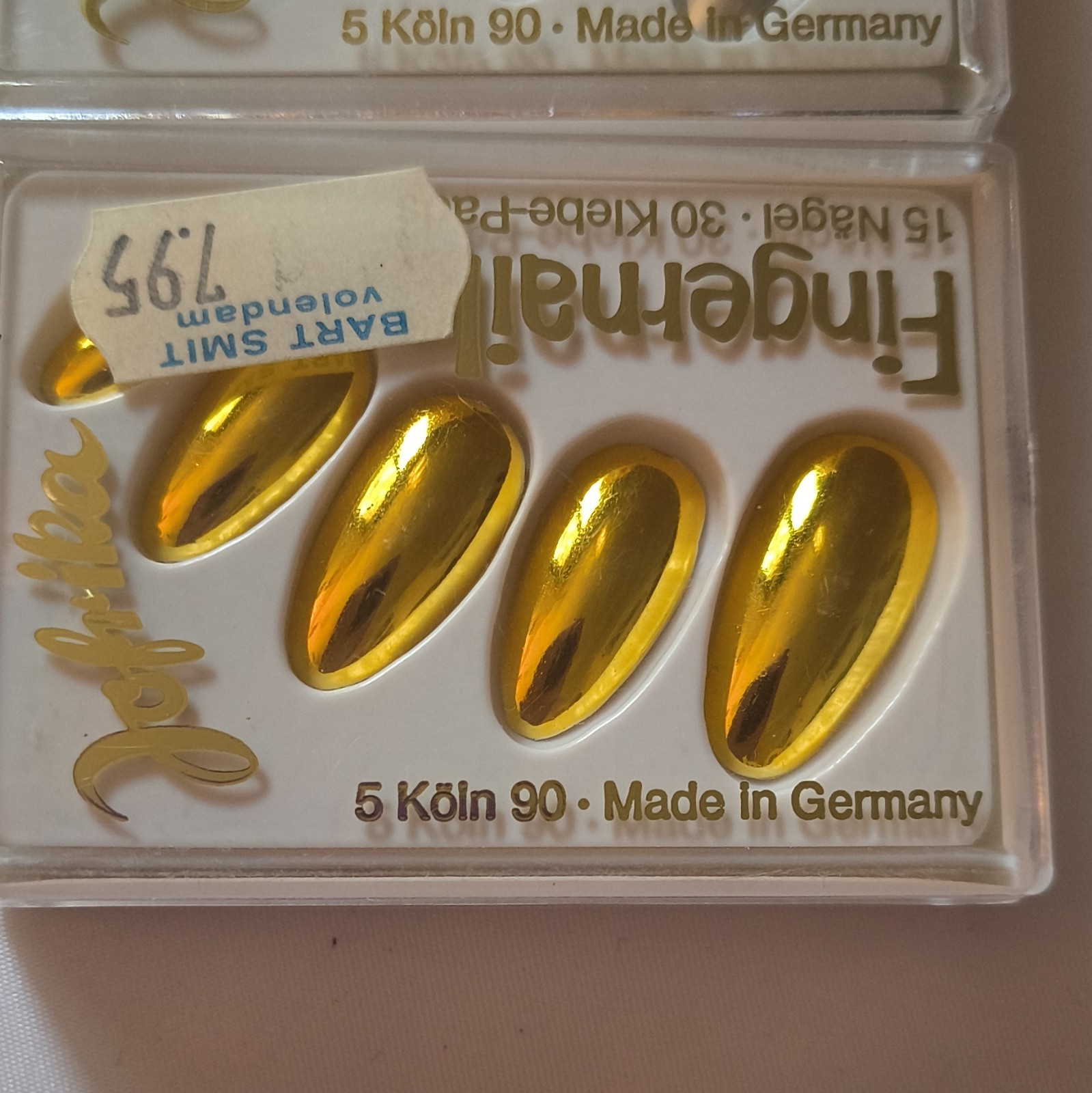 Fingernails Metallic Gold/Silver Press-On Nails Almond Long Made in Germany