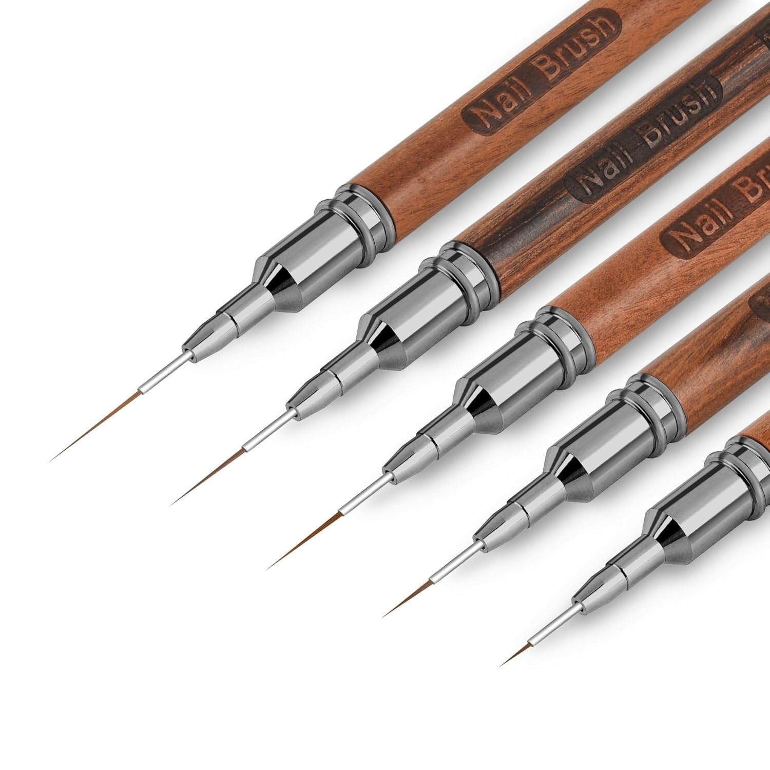 Wooden Nail Art Brushes, 5Pcs Nail Art Liner Brushes, Painting Art Design Bru