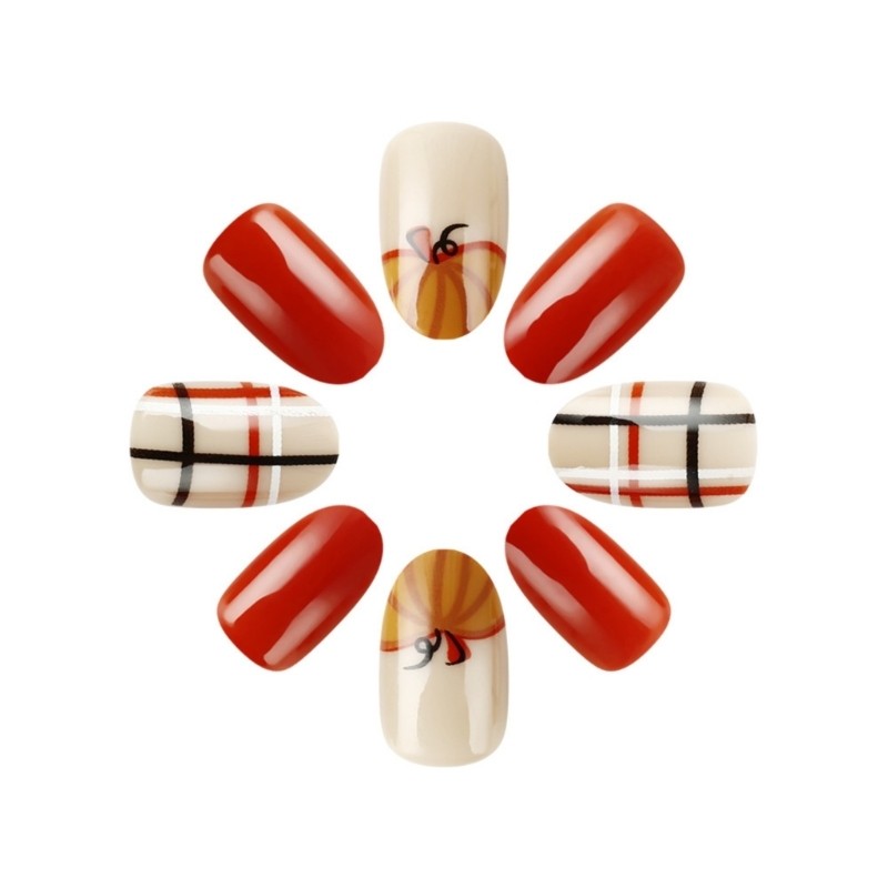 Festive Christmas Design Press On Nails Thanksgiving False Nail DIY Enthusiasts
