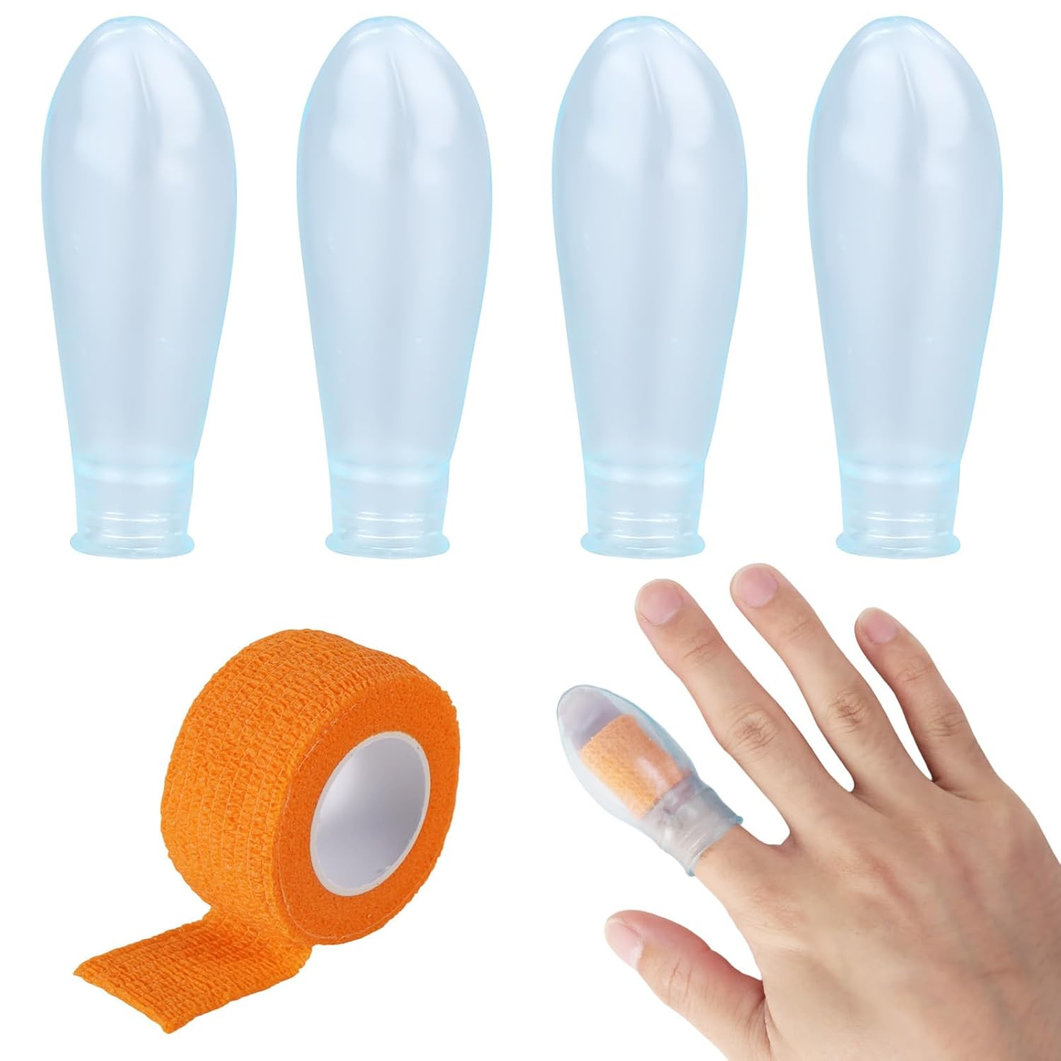 4Pcs Waterproof Finger Protectors, Reusable Silicone Finger Waterproof Cover Sle