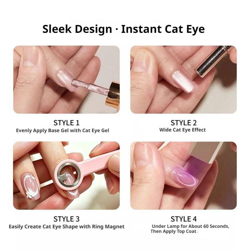 Circle Cat Eye Magnet for Nails,Rotating Ring Magnet with a Handle for Nails Art