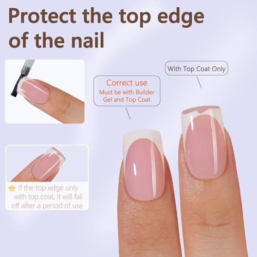 French Gel Nail Tips, 160Pcs French Tip Press on French B- Short Square-Pink