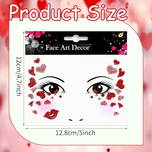 Valentine’s Day Face Gems Face Jewels Stickers Red Love Heart Lip Self style1