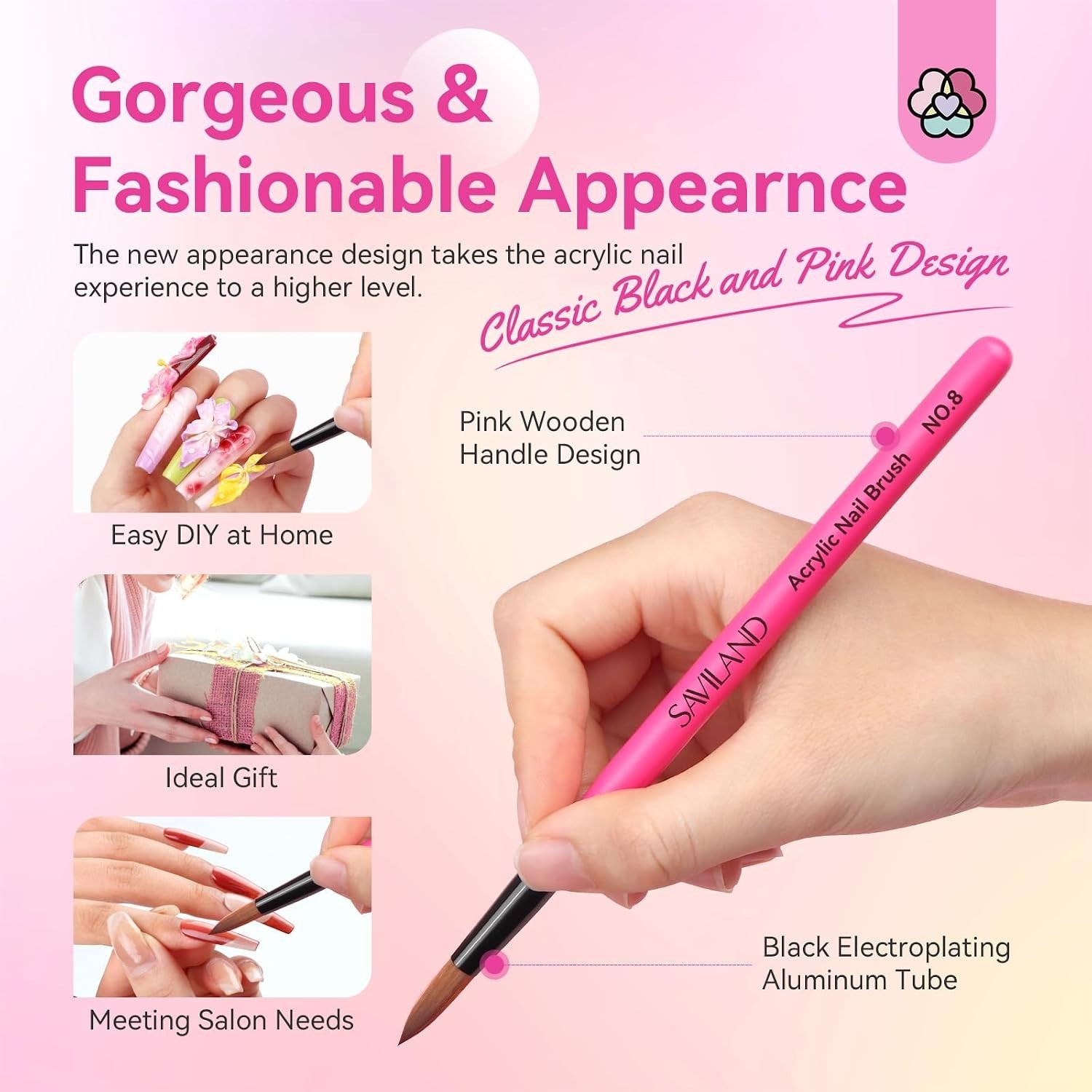 Acrylic Nail Brush Set – Sizes 8, 10, 14 for Professional Nail Art & Extensions