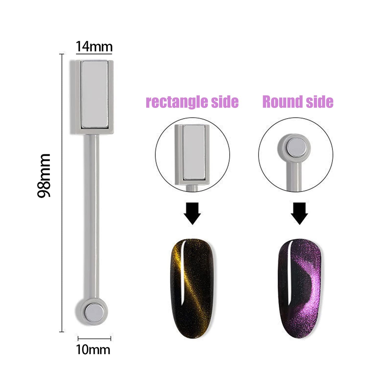 6 Pieces Cat Eye Magnet for Nails Double-Head Nail Magnetic Stick Multi-Funct…