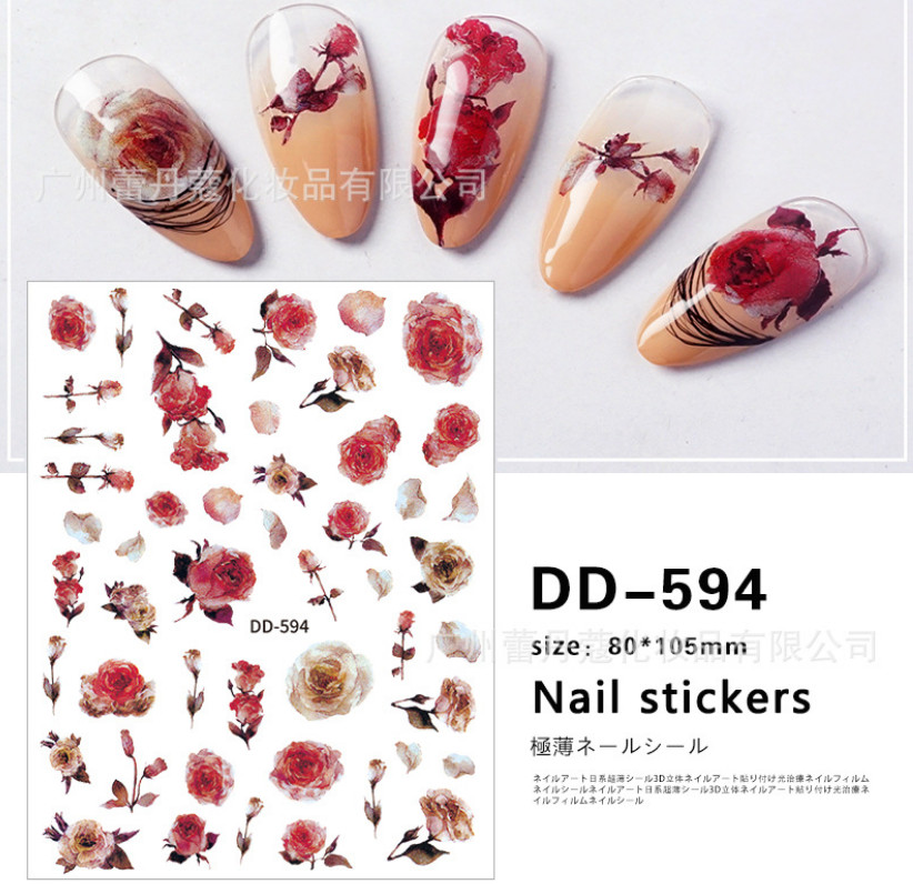 3D Nail Stickers Nail Art FLOWER HAPPY FACE Adhesive Transfer Toe Decal DIY NH12