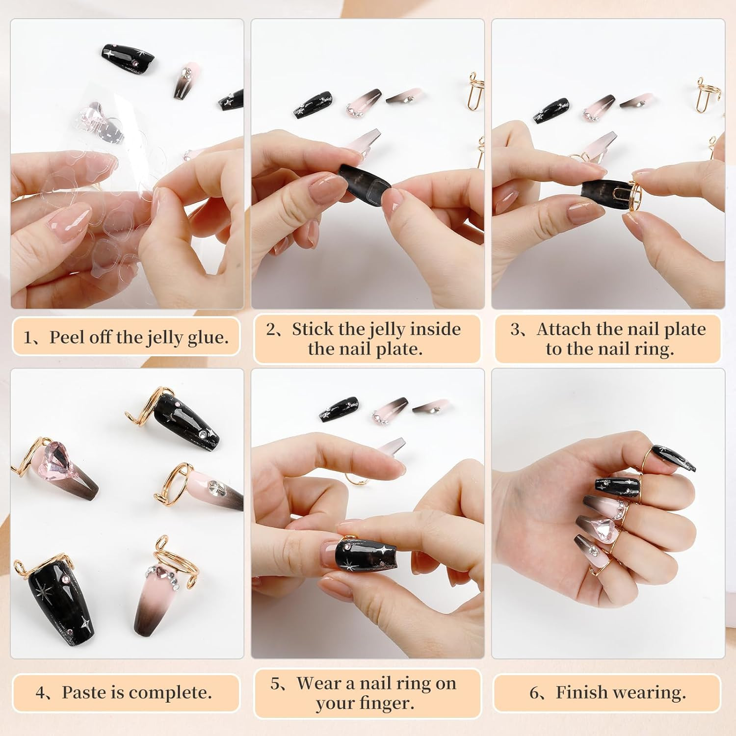 20Pcs Wudu Nail Rings with 120PCS Adhesive Nail Tabs No Glue Adjustable Wudu