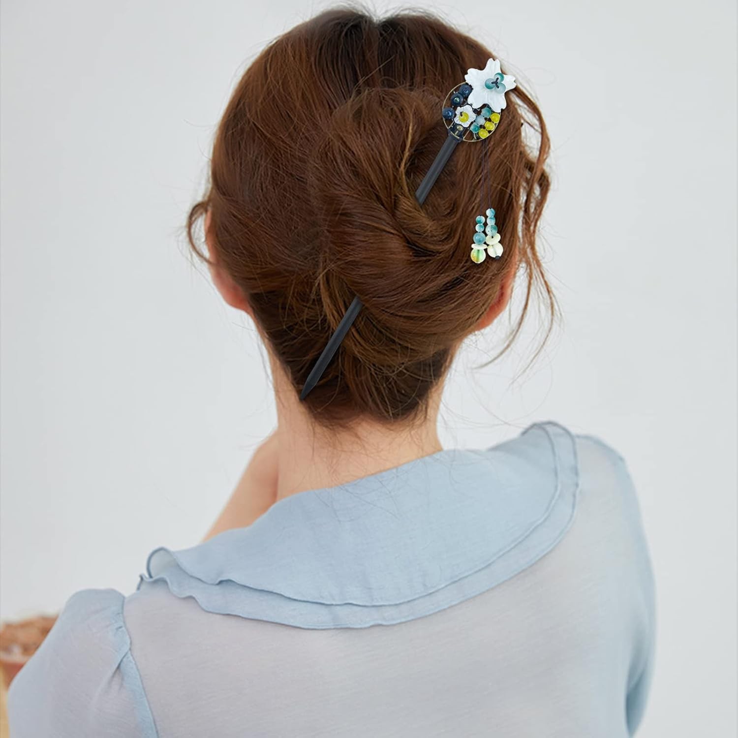 4 Pcs Japanese Chinese Hair Stick Retro Wooden Hairpin Butterfly Multicolor