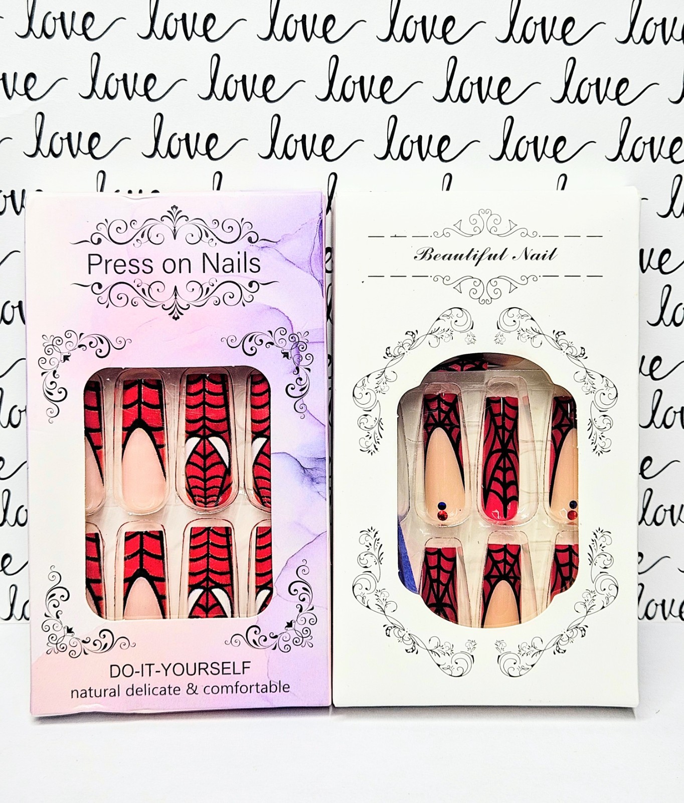 New Set of 2 Spider-Man Press on Nails