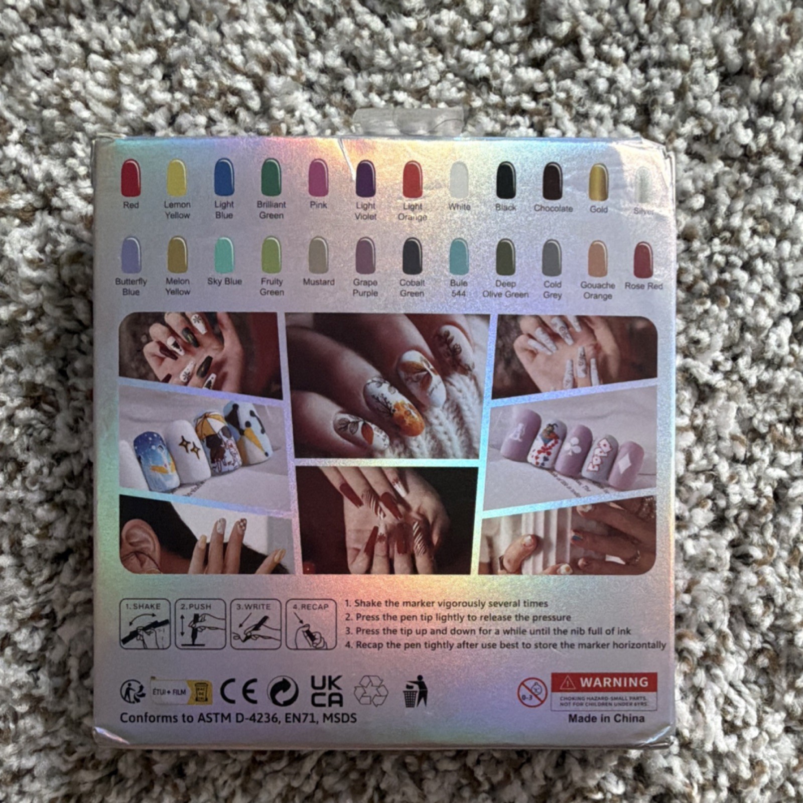 Coralice Nail Art Marker Set 24 Colors Water-based Multicolor Quick Dry