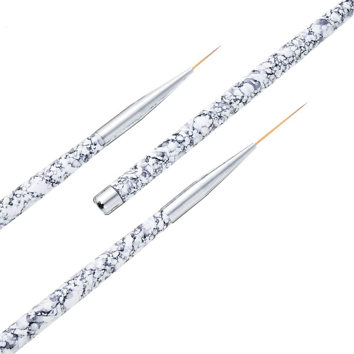 Marble Handle Nail Art Liner Brushes Set – Perfect for Short Strokes & Details