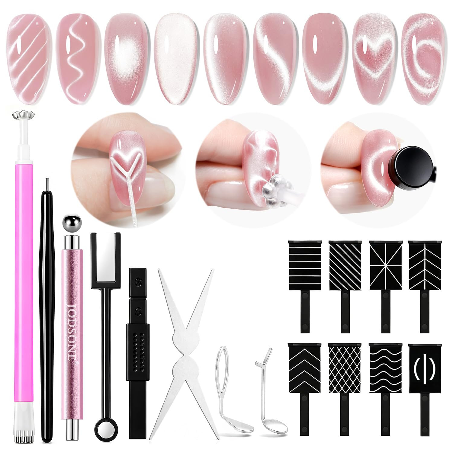 Cat Eye Magnet Set for Nails,17Pcs Cateye Magnet Tools for Cat Eye Gel Polish,Na