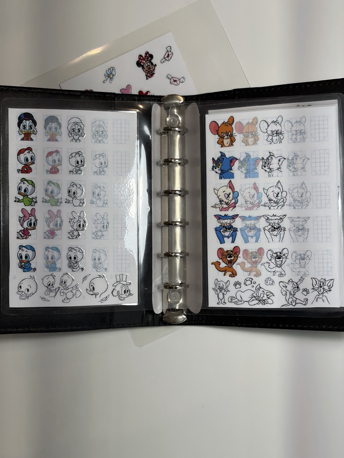 Cartoon Character Nail Art Sticker Book-20 Laminated Pages, Pro Brush & Glue Set