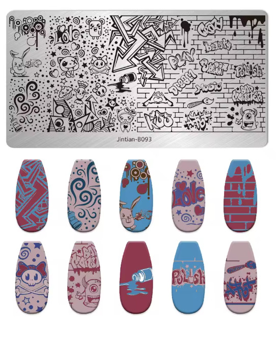 Nail Stamping Plate -JinTian B093 Graffiti Art Tribute – New
