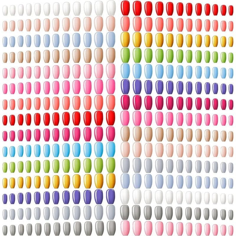 720 Pieces 30 Sets Medium Square False Artificial Nails Ballerina Coffin Pres…