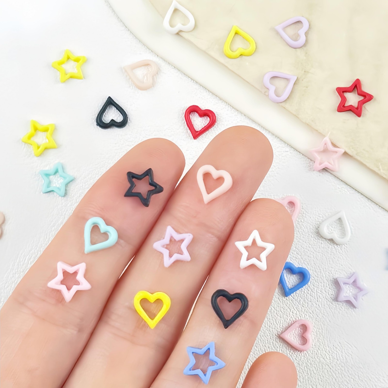 SHUXILIN 320pcs Kawaii Heart Star Nail Charms Purple