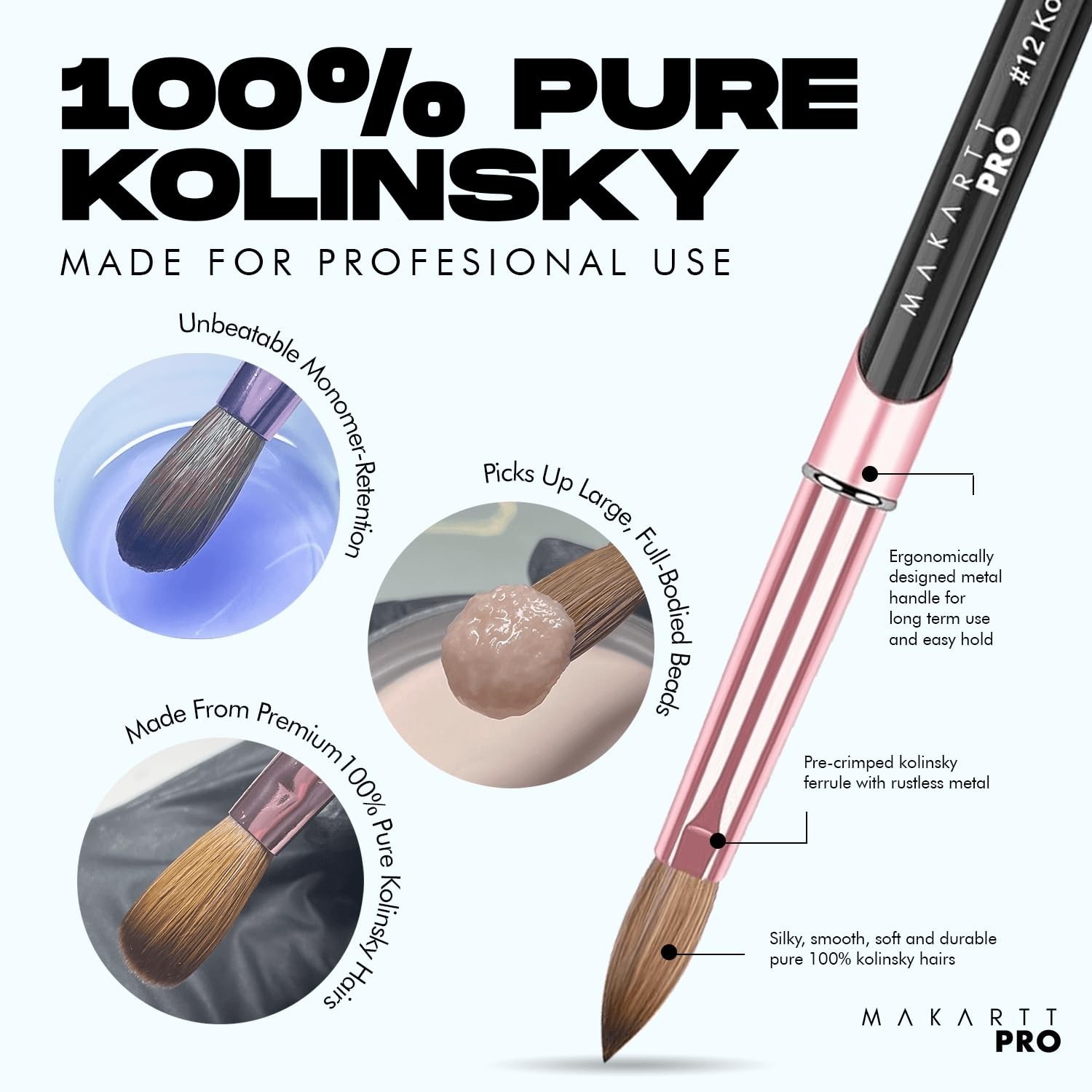 Professional Acrylic Nail Brush Size #10 & Acetone-Free Cleaner Bundle – Smooth