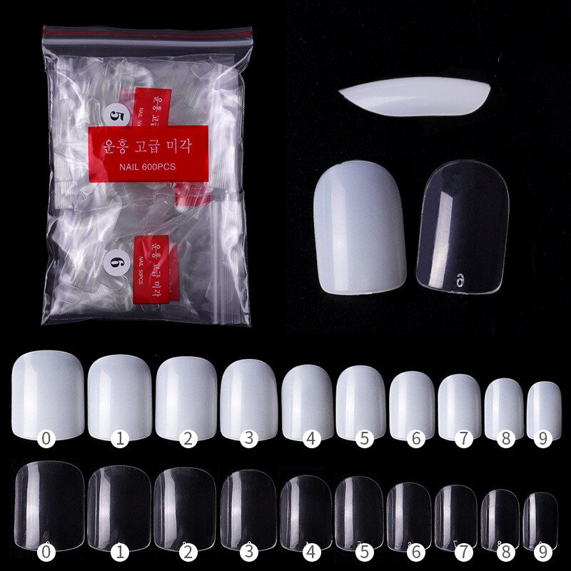 500 Pcs Round head Nail Art Tips Clear False Nails Art Tips Full Cover Manicure