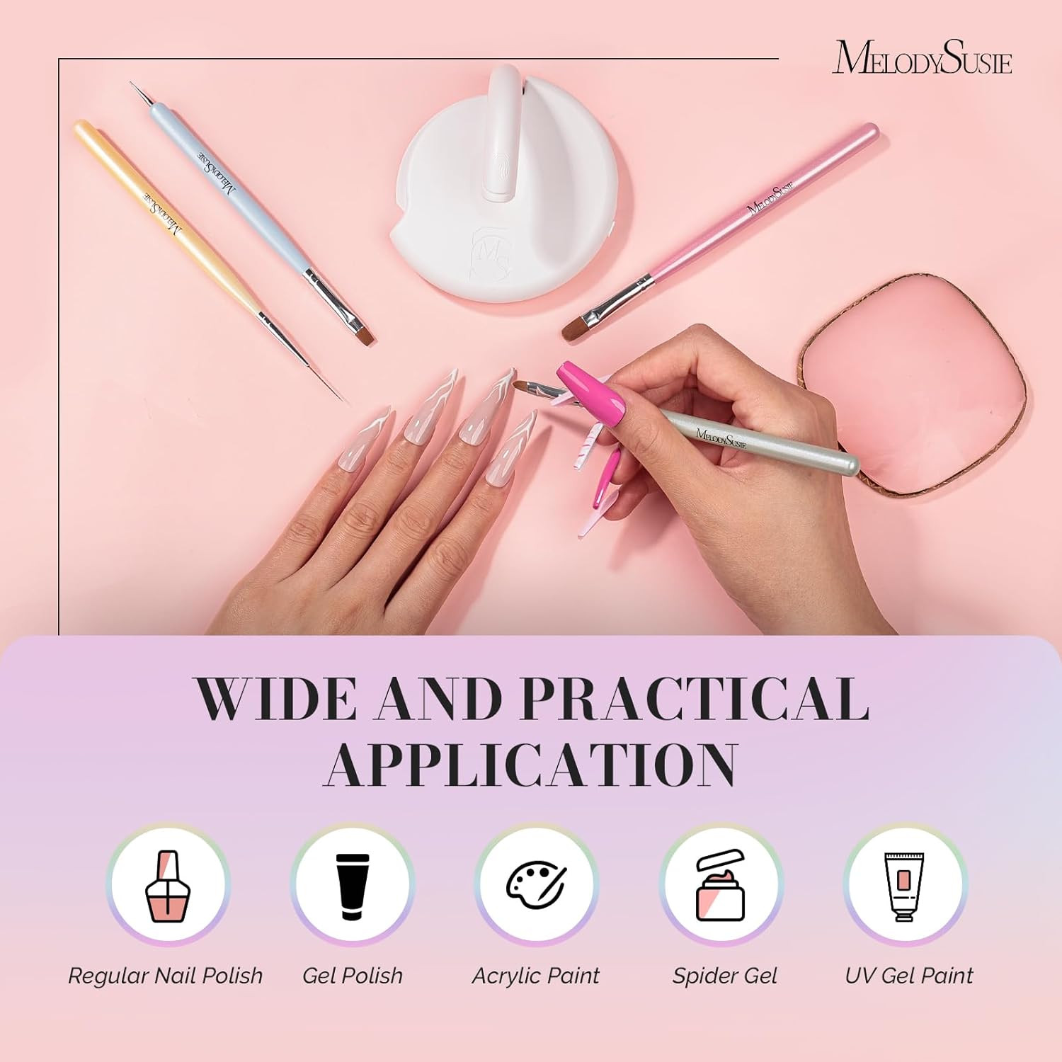 Nail Art Brushes Set,6Pcs Nail Art Design Pen Painting Tools with Extension Gel