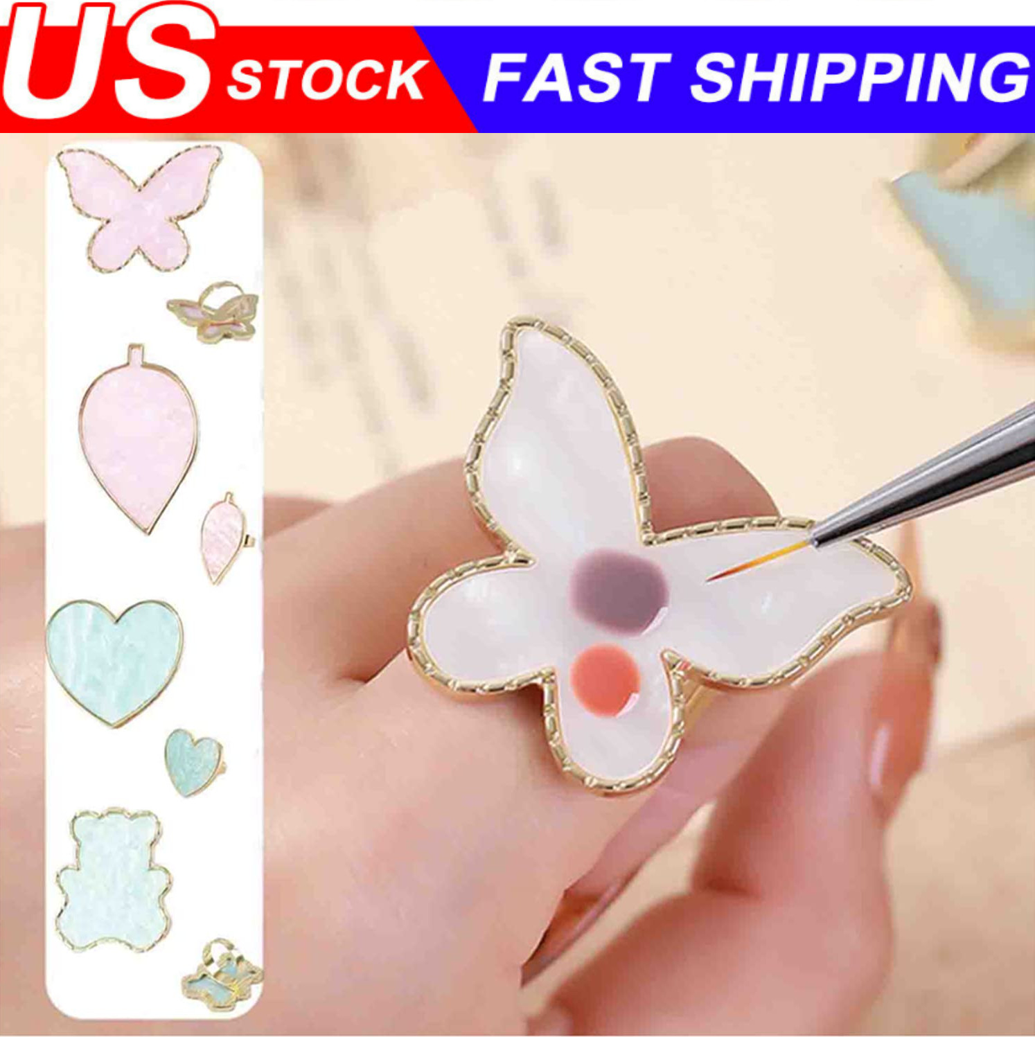 Irregular Nail Polish Palette Resin Nail Art Mixing Palette Ring Professional