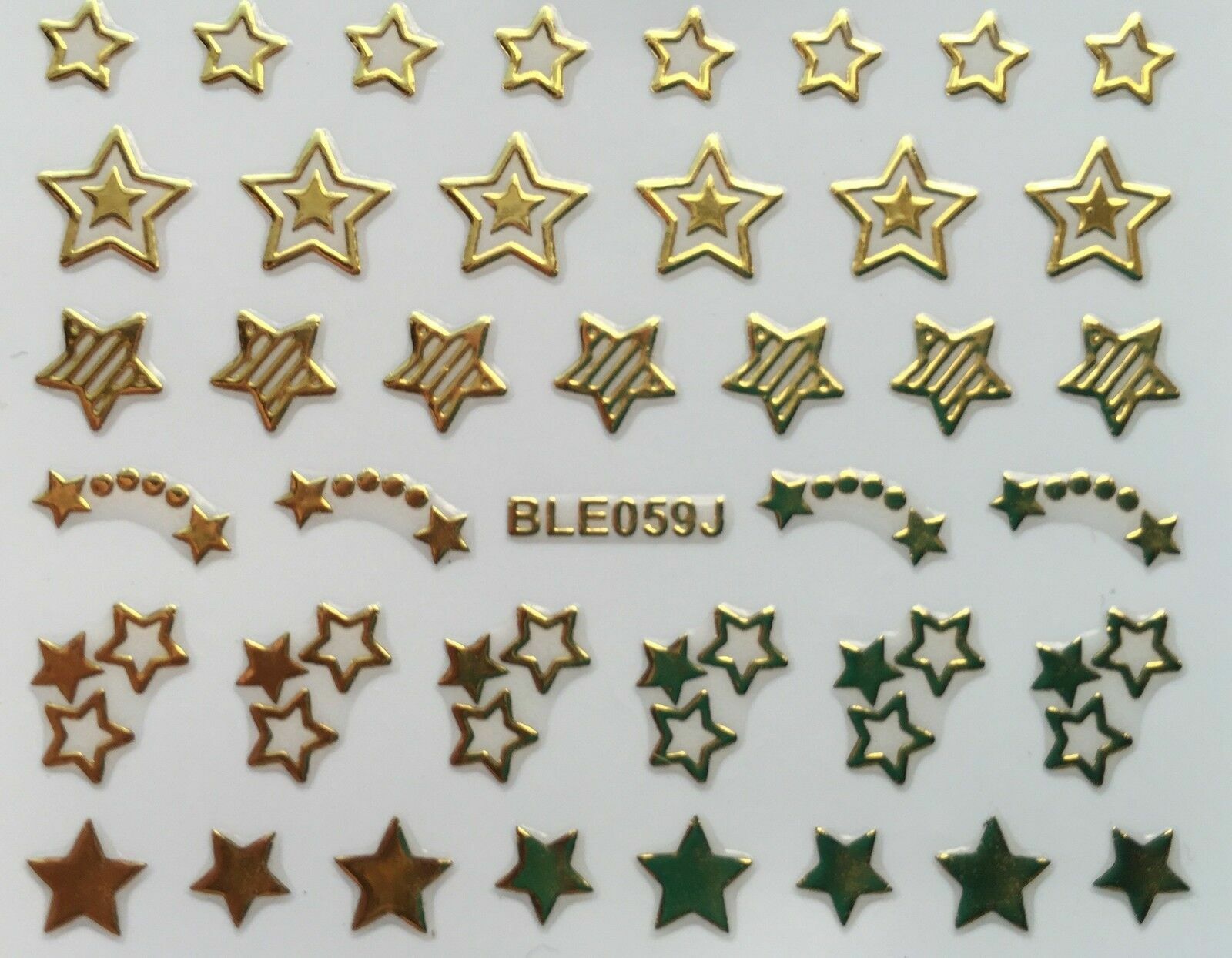 Nail Art 3D Decal Stickers Gold Stars 4th of July BLE059J