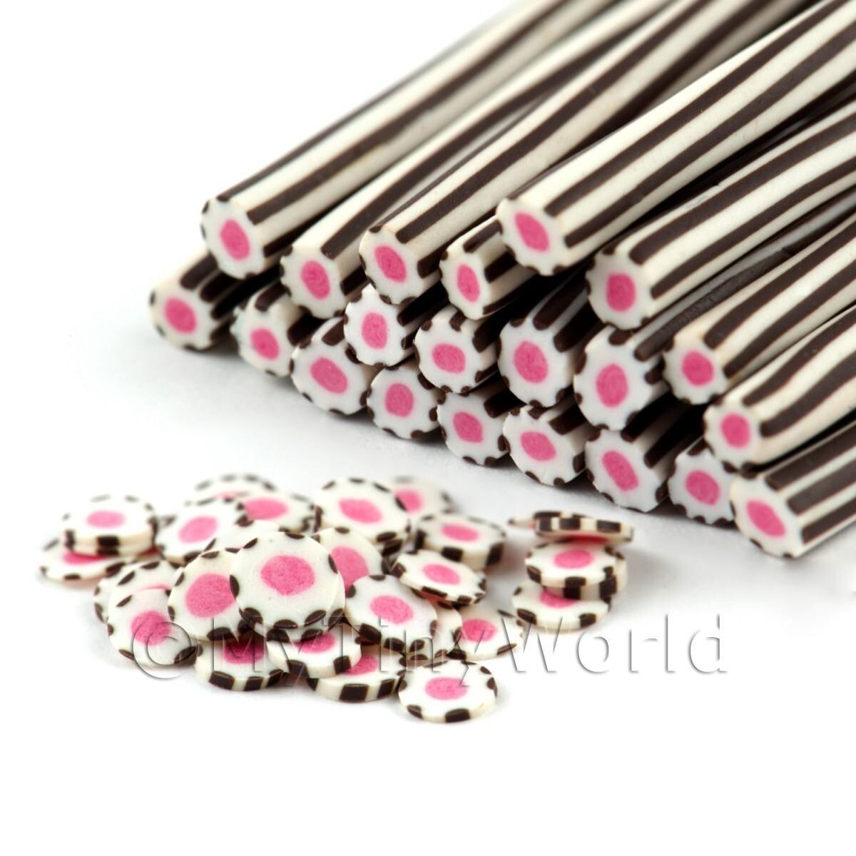 2 x White and Dark Chocolate Truffle with Raspberry Centre Nail Art Cane