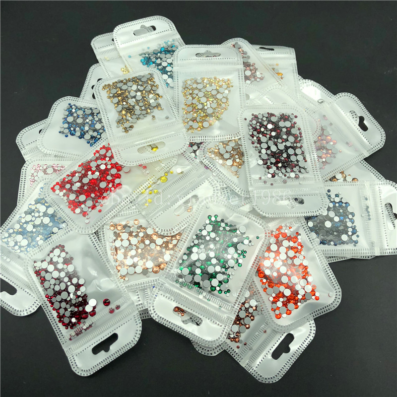 46 colors 2-5mm 400pcs Nail Art Rhinestones Crystal Gems 3D Tips DIY Decoration