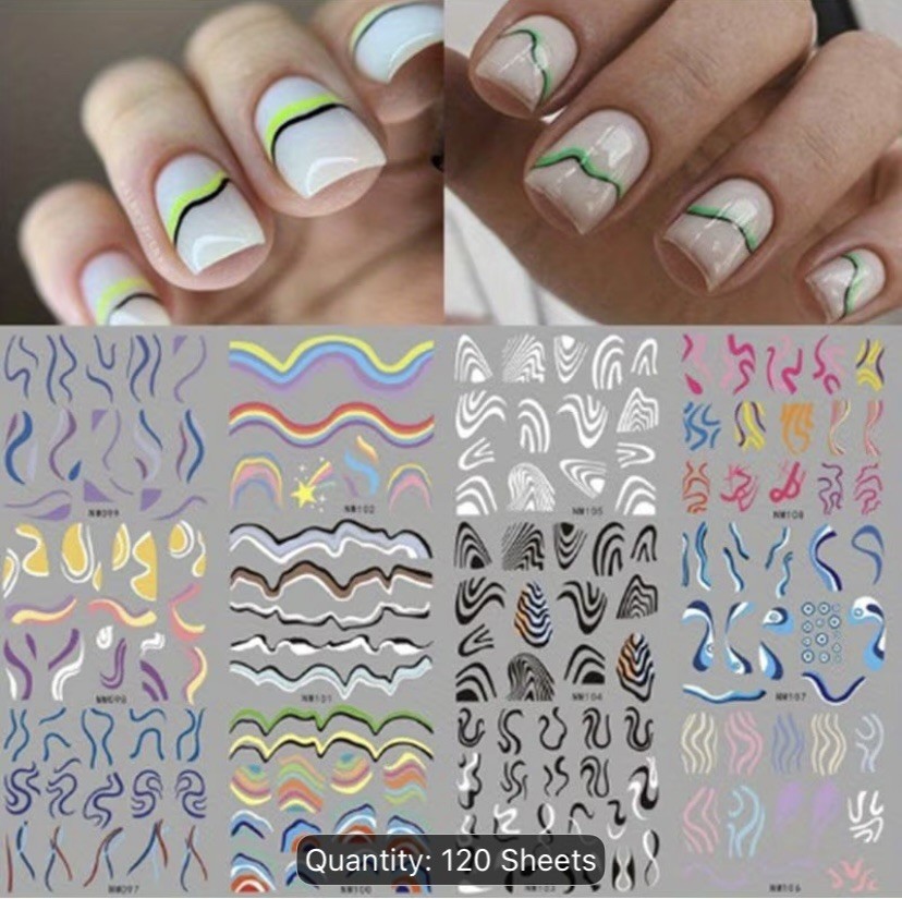 3D Nail Sticker Decal 120 Design Lot Nail Art Adhesive DIY Design Decor US Stock