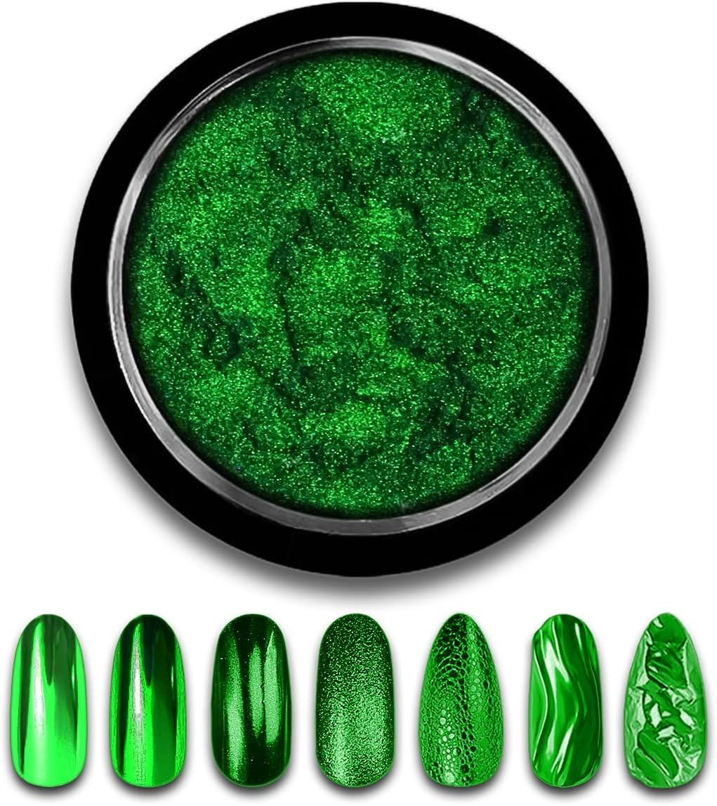 Blue Chrome Nail Powder Mirror Effect Metallic Dust Holographic Glitter Glazed M