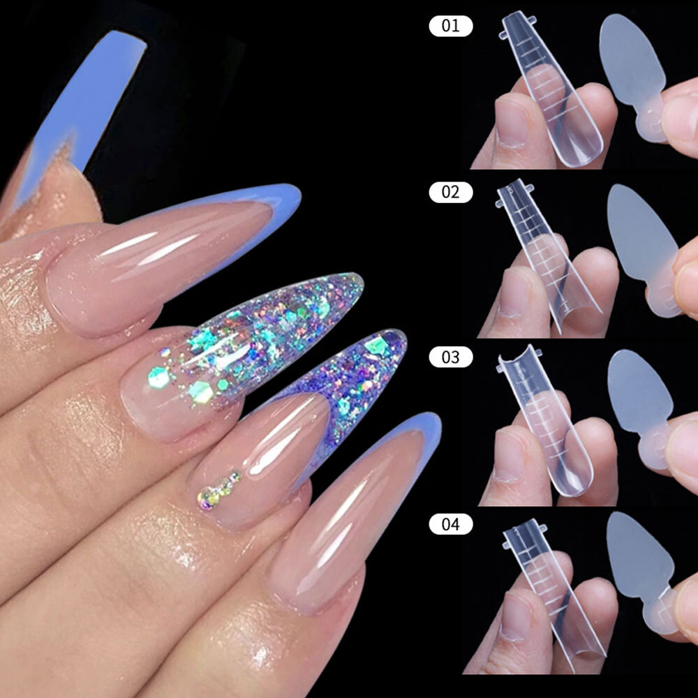 12pc Reusable Soft Silicone Pad Stencil French Form Sticker for Nail Gel Dual