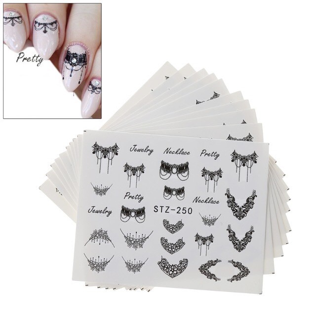 Nail Art Water Transfer Sticker Flower Necklace Jewelry Design Decals Manicure